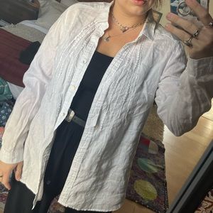 MALVIN HAMBURG GERMANY WHITE LINEN BUTTON DOWN